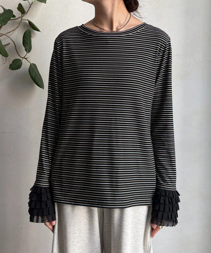 袖部荷葉邊上衣