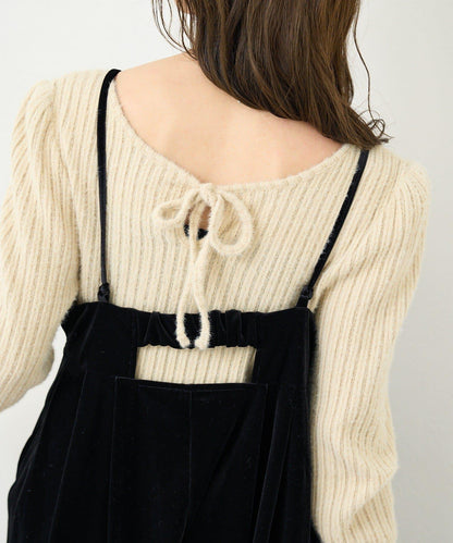 【4色可選/前後兩穿】B 長毛絨褶皺袖上衣