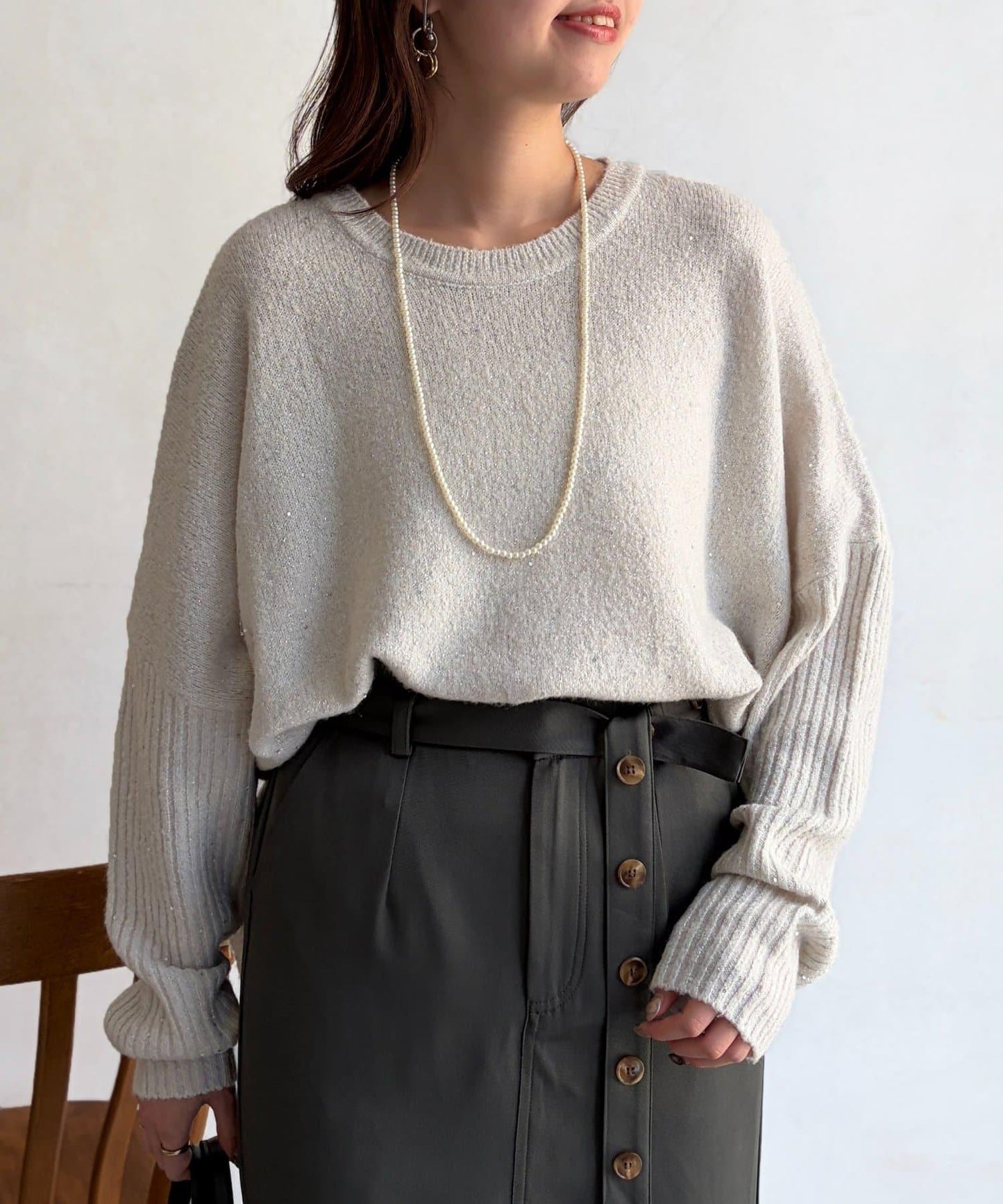 亮片蝙蝠袖針織套頭衫