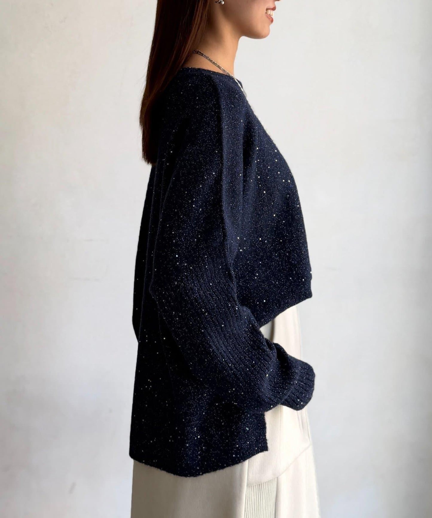 亮片蝙蝠袖針織套頭衫