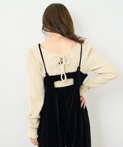 【4色可選/前後兩穿】B 長毛絨褶皺袖上衣