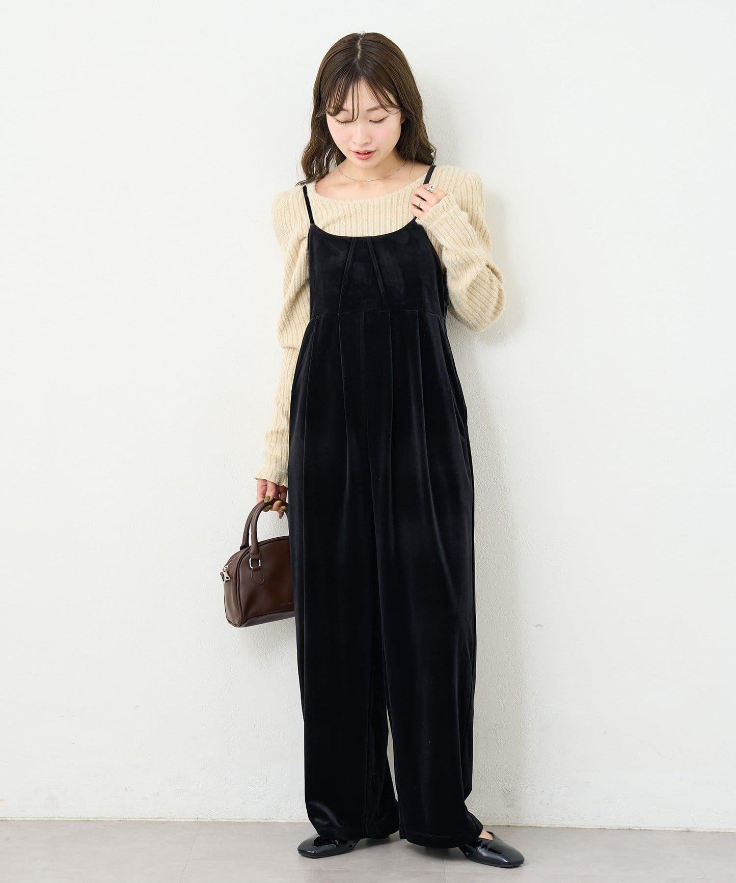 【4色可選/前後兩穿】B 長毛絨褶皺袖上衣