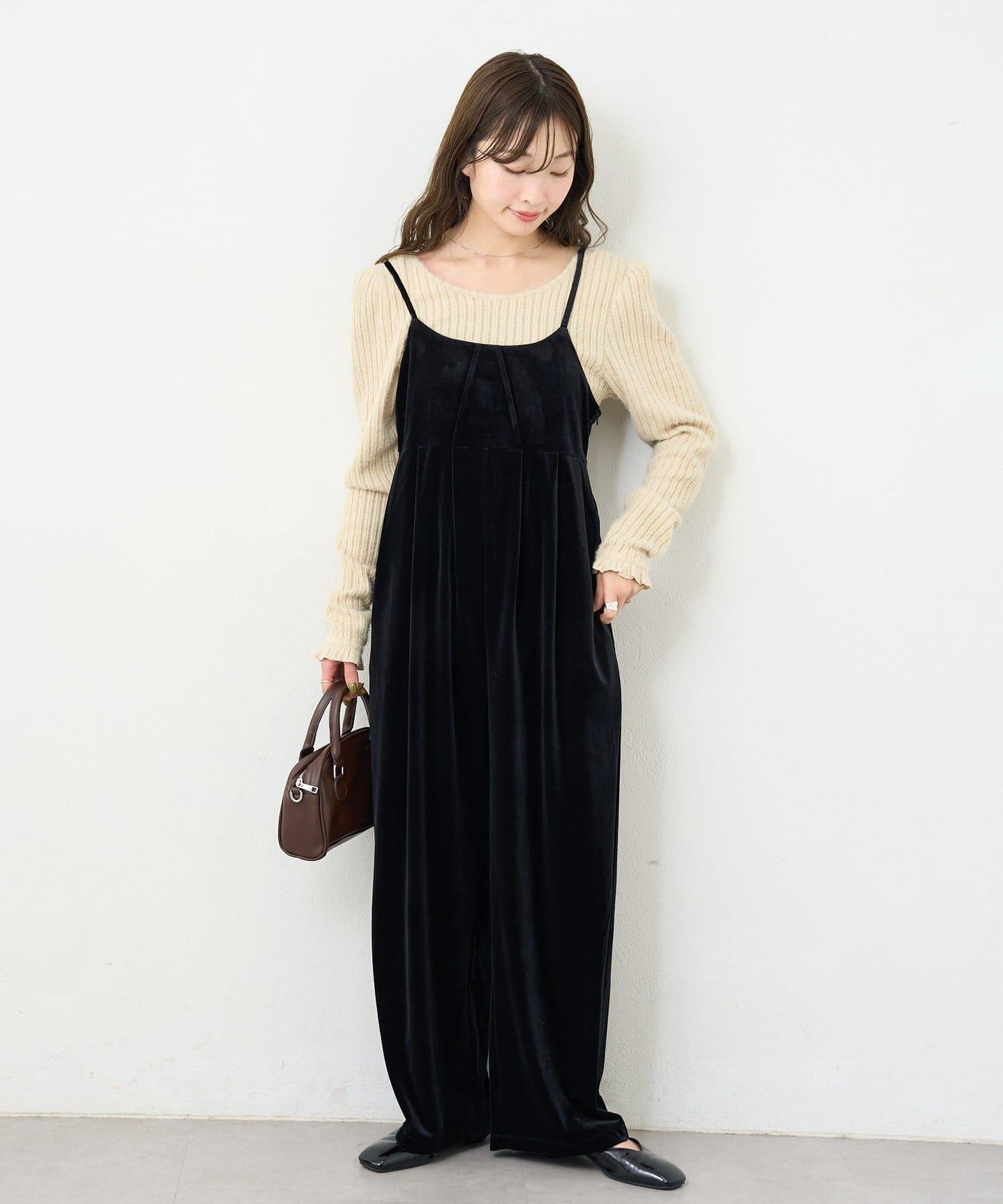 【4色可選/前後兩穿】B 長毛絨褶皺袖上衣