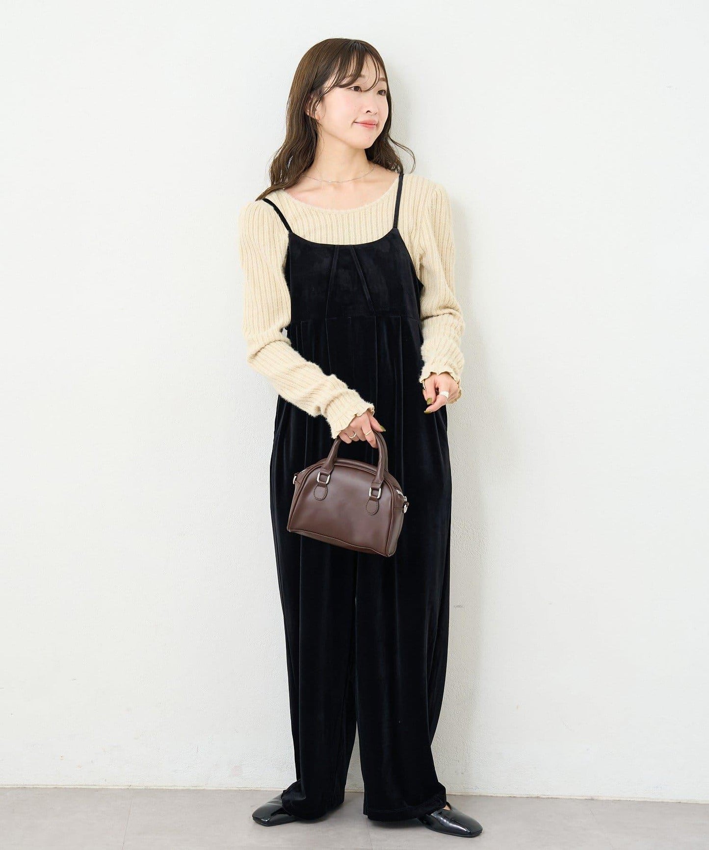 【4色可選/前後兩穿】B 長毛絨褶皺袖上衣