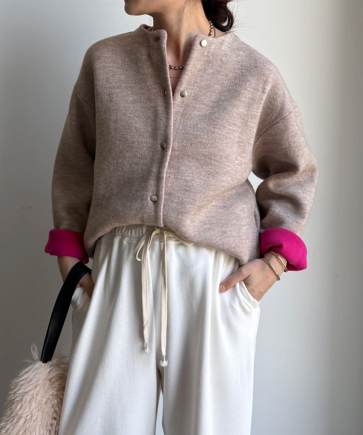 雙面針織短款大衣