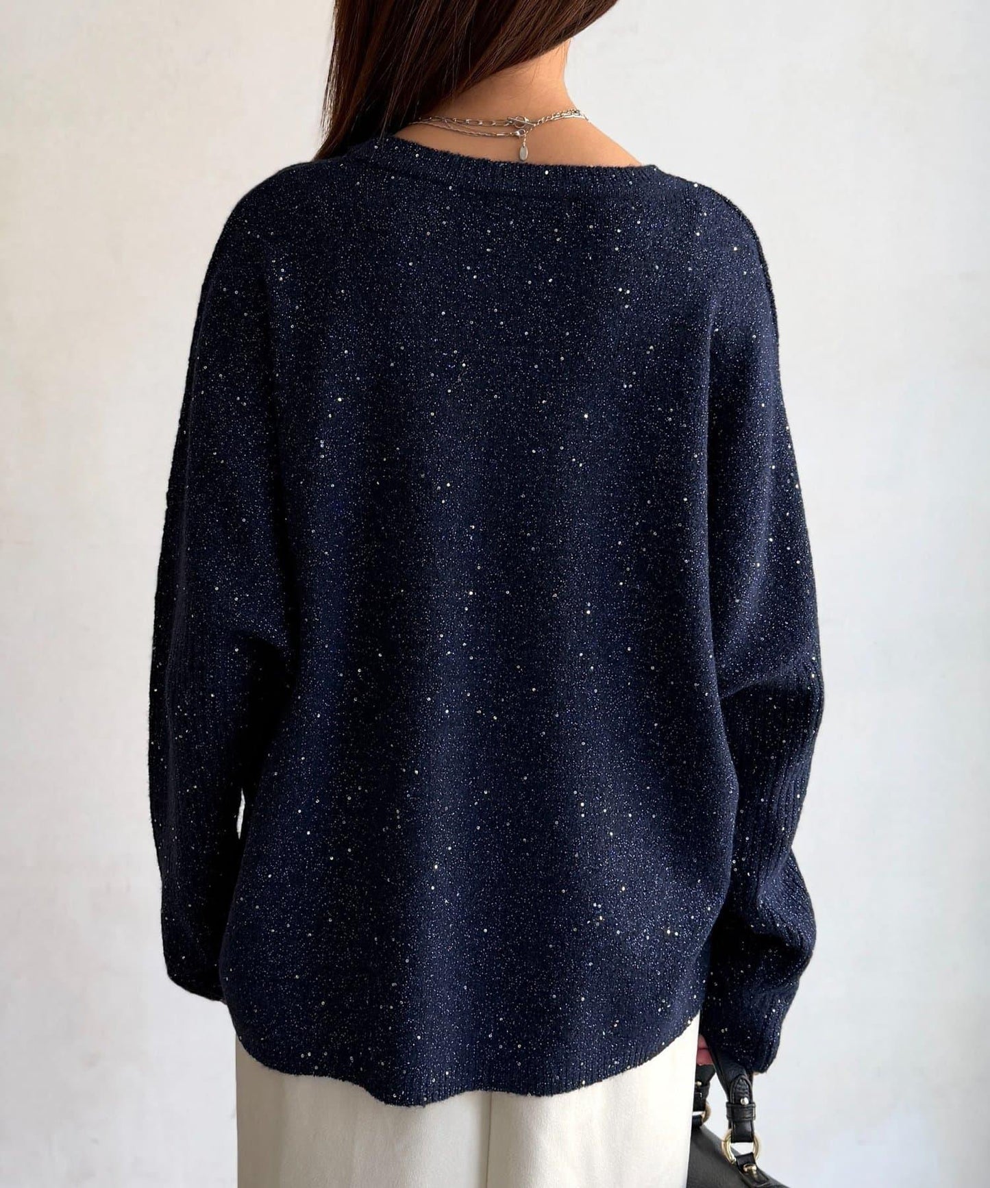 亮片蝙蝠袖針織套頭衫