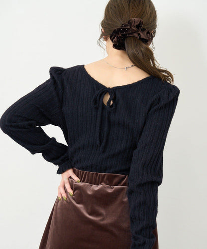 【4色可選/前後兩穿】B 長毛絨褶皺袖上衣