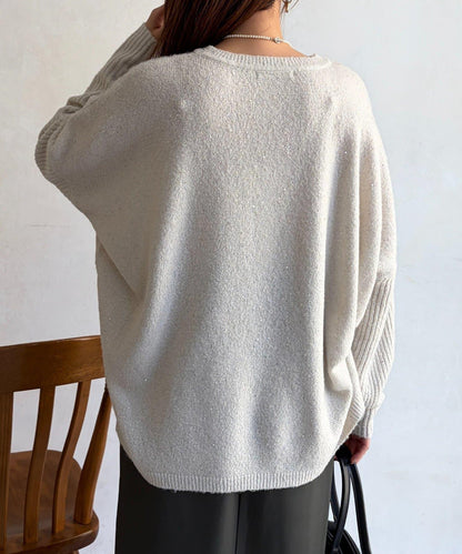 亮片蝙蝠袖針織套頭衫