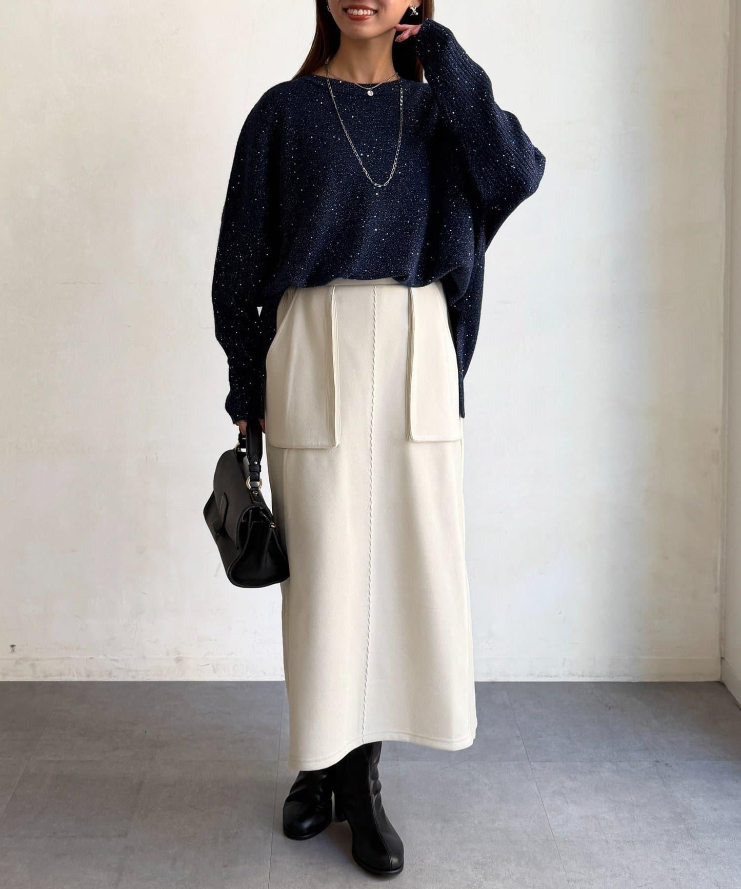 亮片蝙蝠袖針織套頭衫