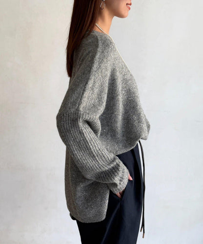 亮片蝙蝠袖針織套頭衫