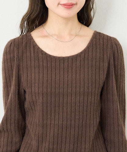 【4色可選/前後兩穿】B 長毛絨褶皺袖上衣