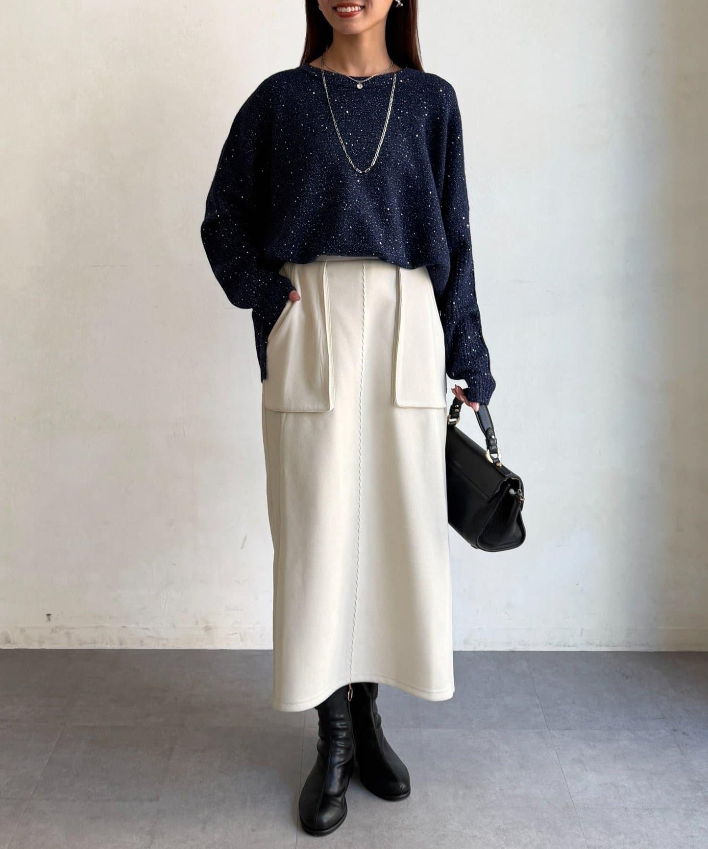 亮片蝙蝠袖針織套頭衫