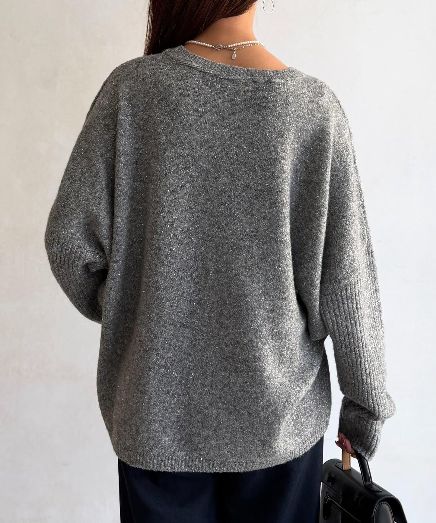 亮片蝙蝠袖針織套頭衫