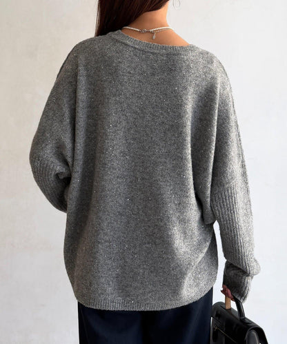 亮片蝙蝠袖針織套頭衫