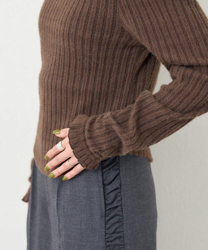 【4色可選/前後兩穿】B 長毛絨褶皺袖上衣