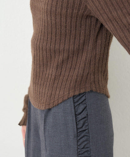 【4色可選/前後兩穿】B 長毛絨褶皺袖上衣