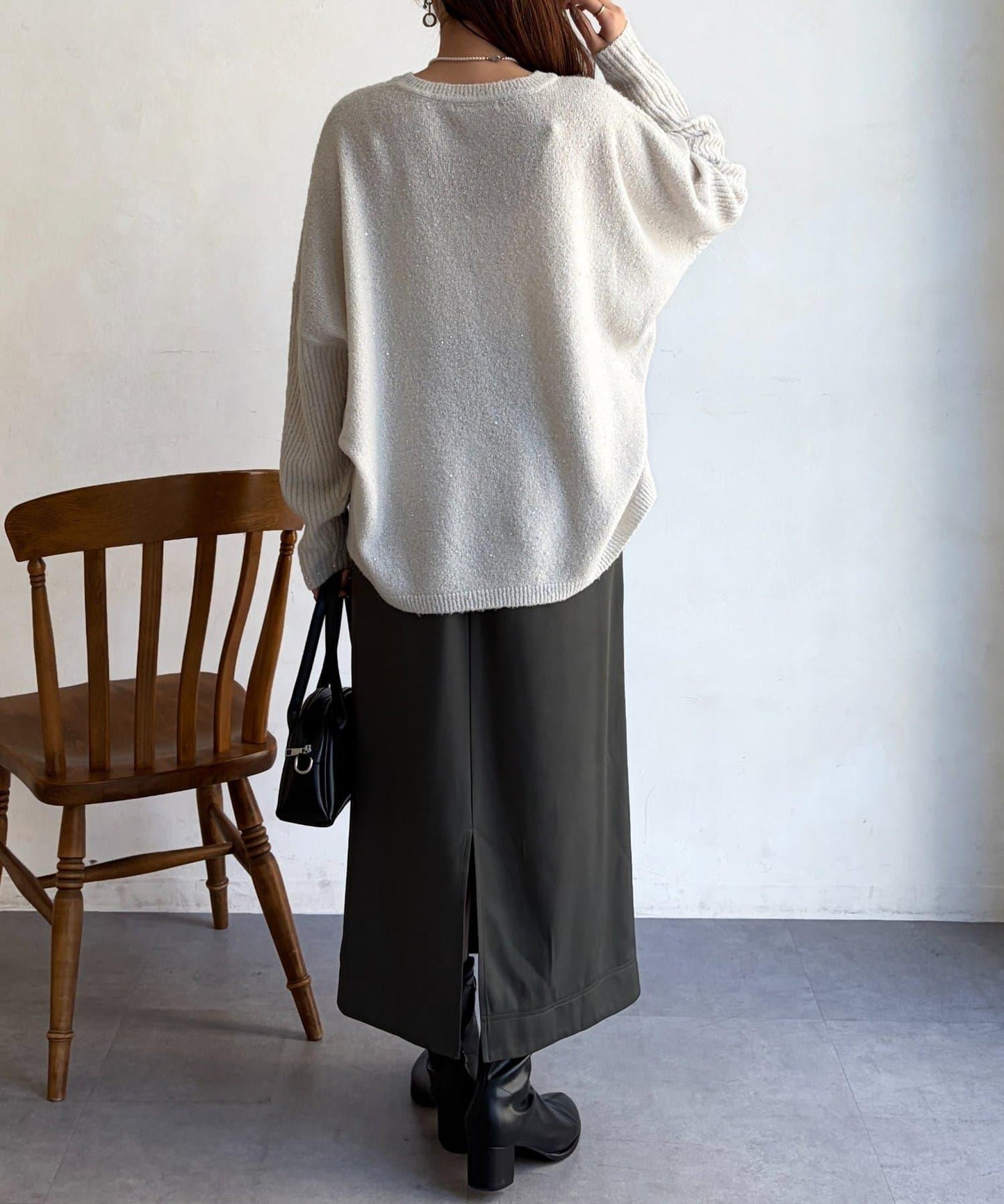 亮片蝙蝠袖針織套頭衫