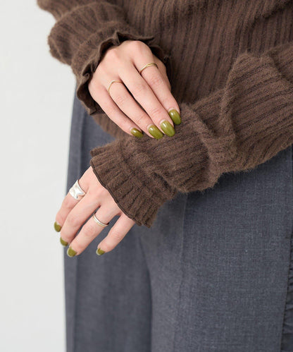 【4色可選/前後兩穿】B 長毛絨褶皺袖上衣