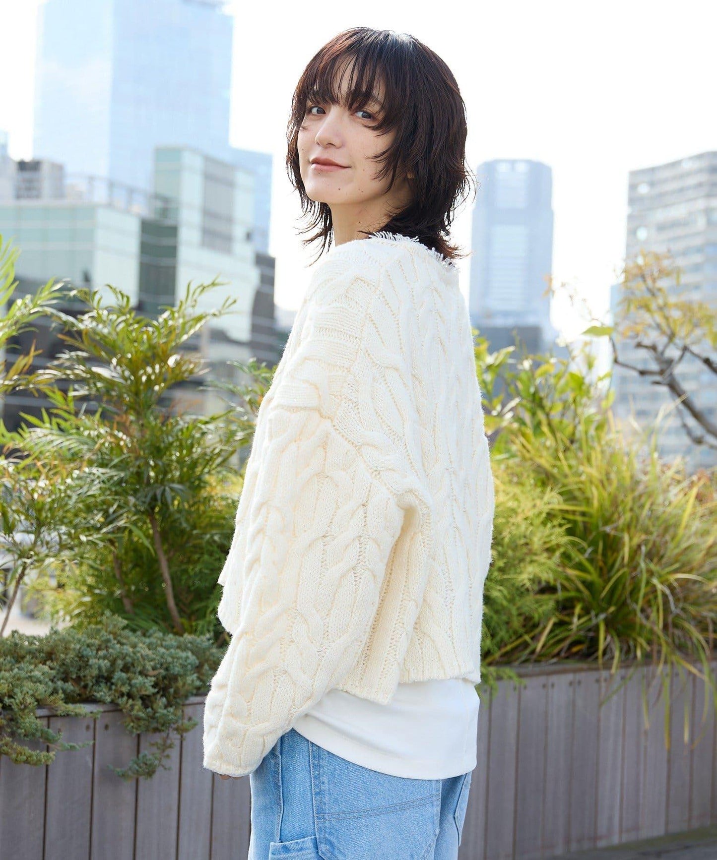 【展現成熟女性魅力】流蘇領麻花針織衫/預計12月上旬發貨