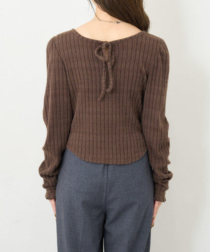 【4色可選/前後兩穿】B 長毛絨褶皺袖上衣