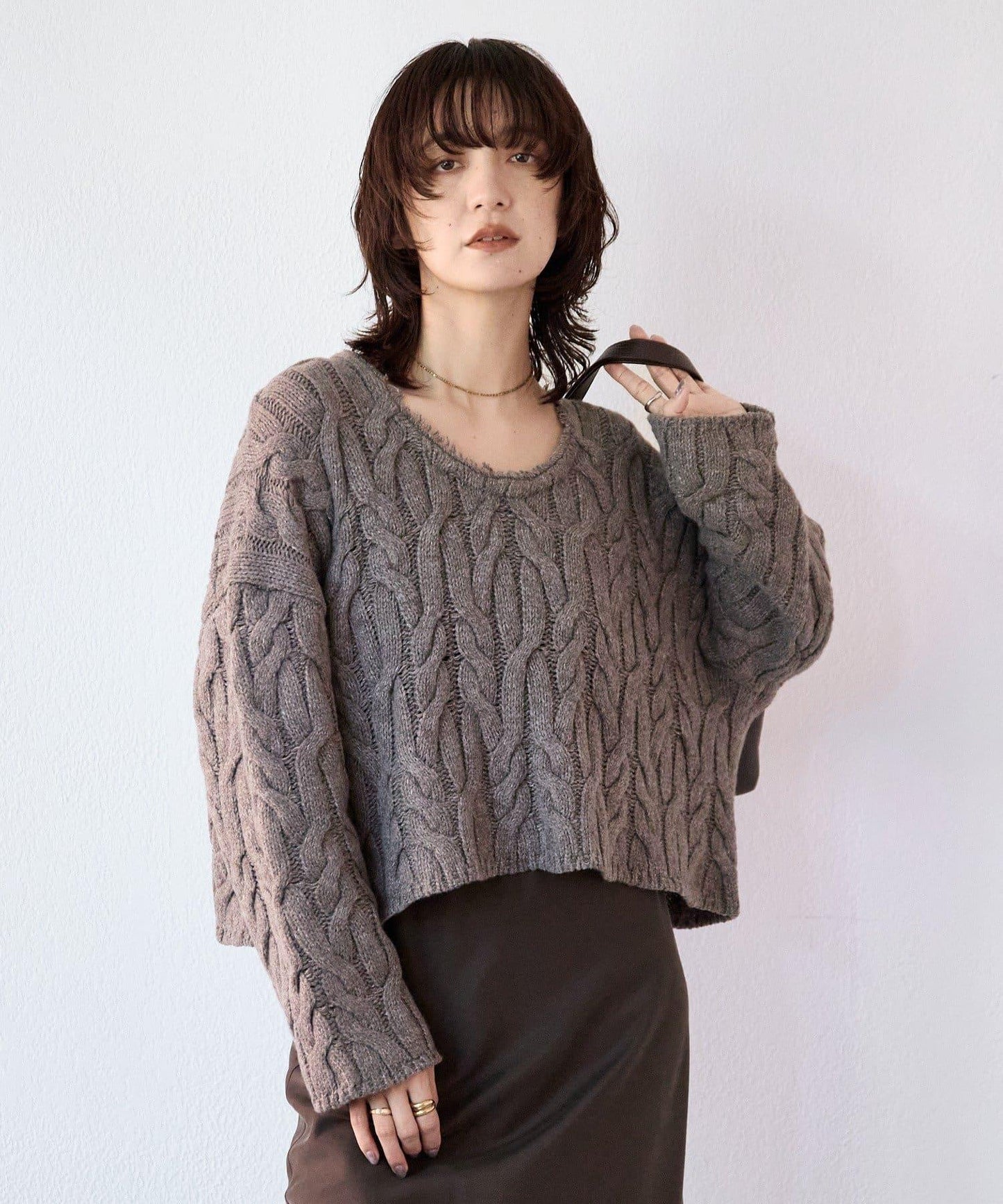 【展現成熟女性魅力】流蘇領麻花針織衫/預計12月上旬發貨