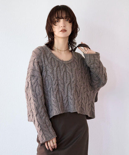 【展現成熟女性魅力】流蘇領麻花針織衫/預計12月上旬發貨