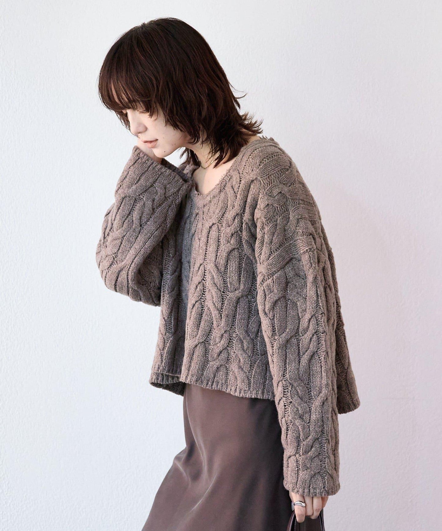 【展現成熟女性魅力】流蘇領麻花針織衫/預計12月上旬發貨