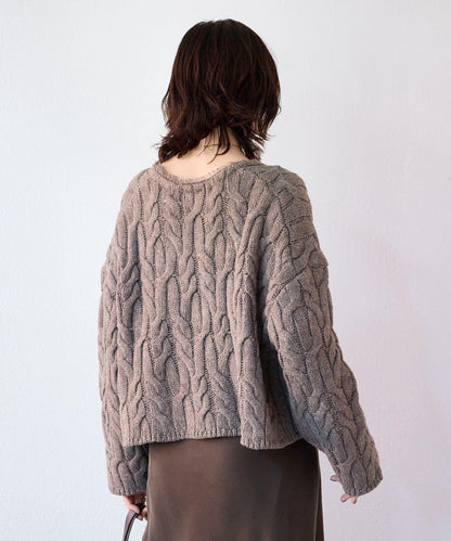 【展現成熟女性魅力】流蘇領麻花針織衫/預計12月上旬發貨