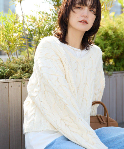 【展現成熟女性魅力】流蘇領麻花針織衫/預計12月上旬發貨