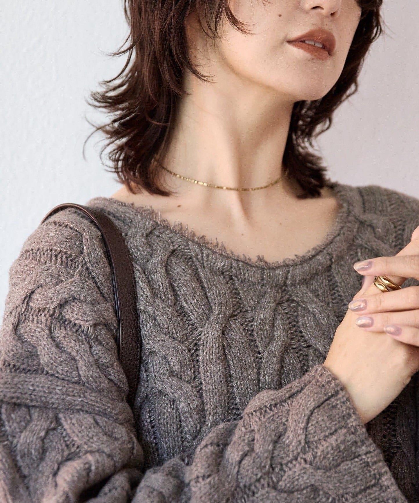 【展現成熟女性魅力】流蘇領麻花針織衫/預計12月上旬發貨