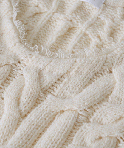 【展現成熟女性魅力】流蘇領麻花針織衫/預計12月上旬發貨