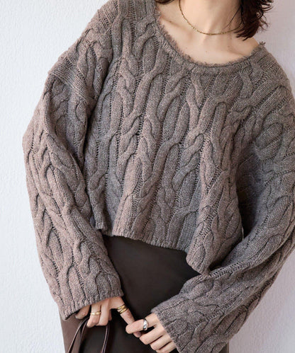 【展現成熟女性魅力】流蘇領麻花針織衫/預計12月上旬發貨