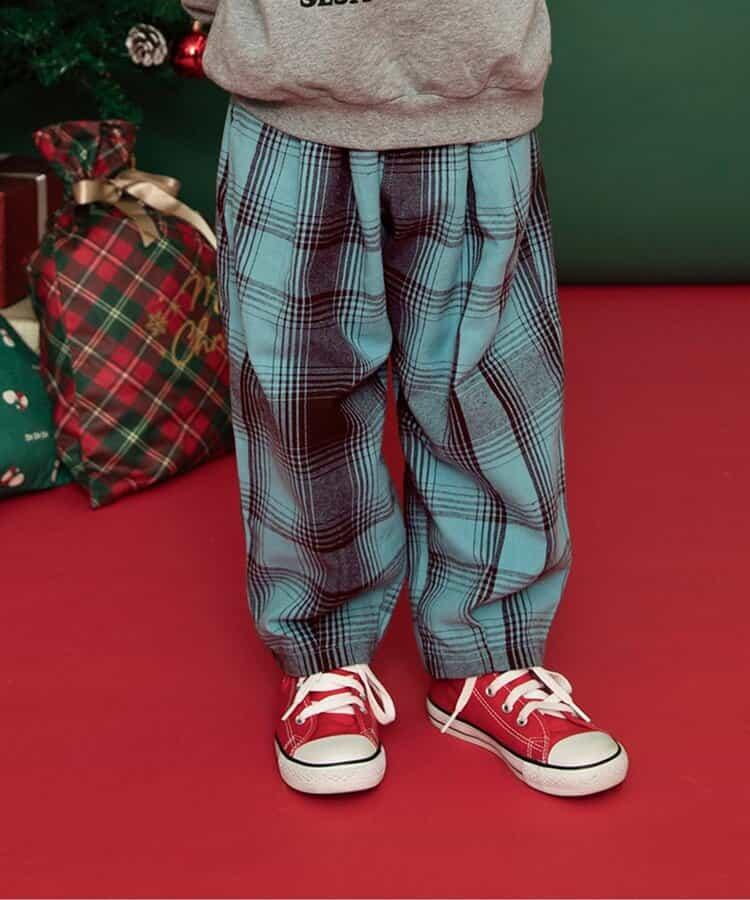 【リンク】格子長褲 10分丈