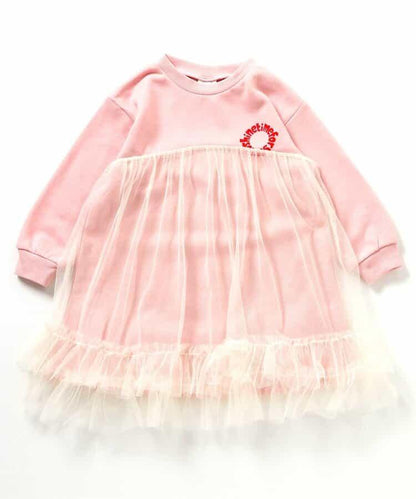 標誌數字刺繡網紗連衣裙