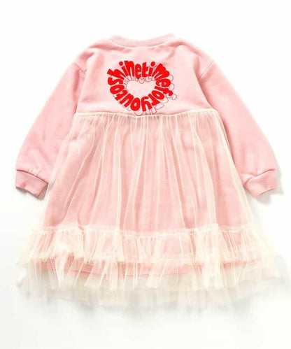 標誌數字刺繡網紗連衣裙