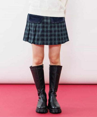 環保仿皮草翻蓋百褶裙