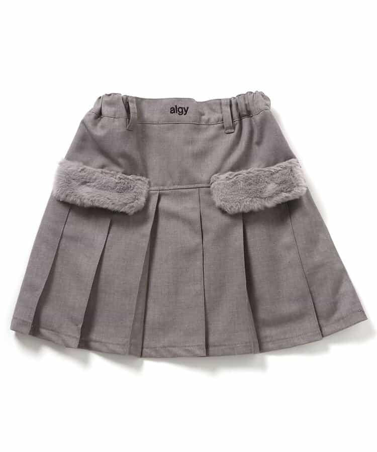 環保仿皮草翻蓋百褶裙