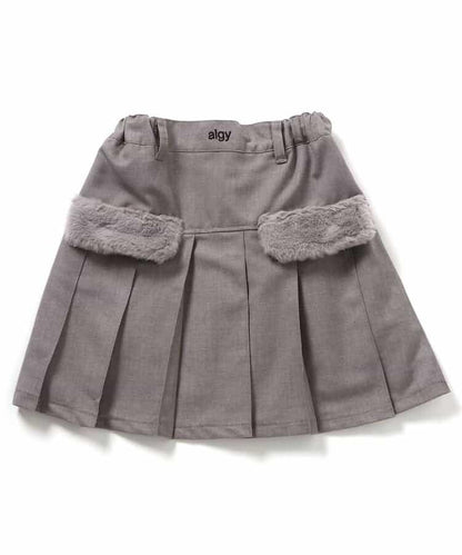 環保仿皮草翻蓋百褶裙