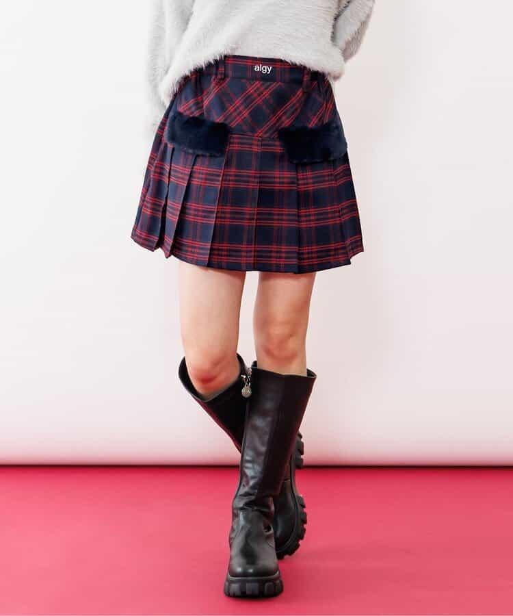 環保仿皮草翻蓋百褶裙