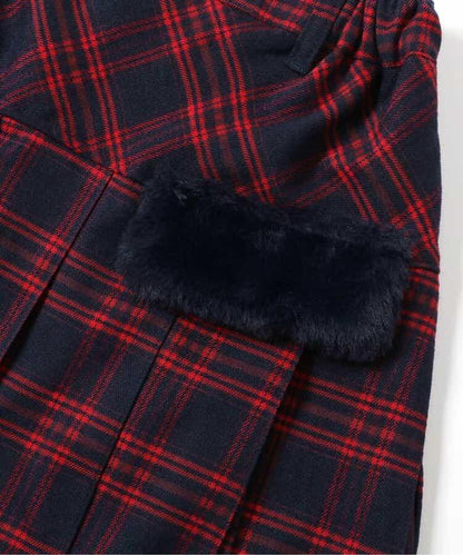 環保仿皮草翻蓋百褶裙