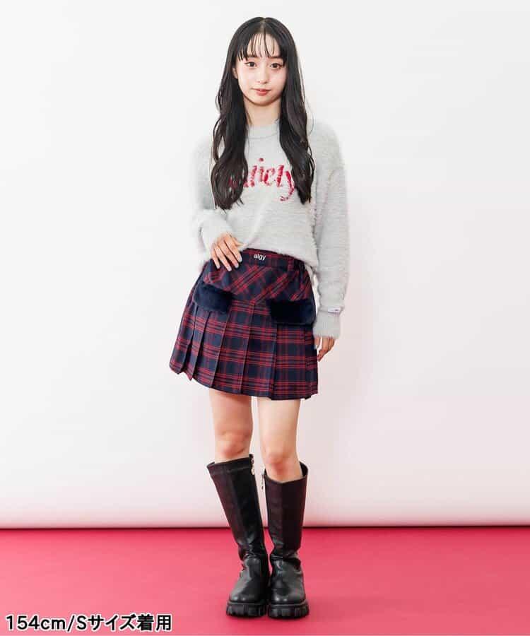 環保仿皮草翻蓋百褶裙