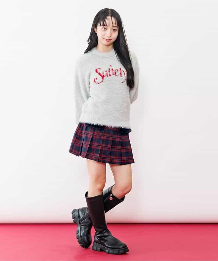 環保仿皮草翻蓋百褶裙