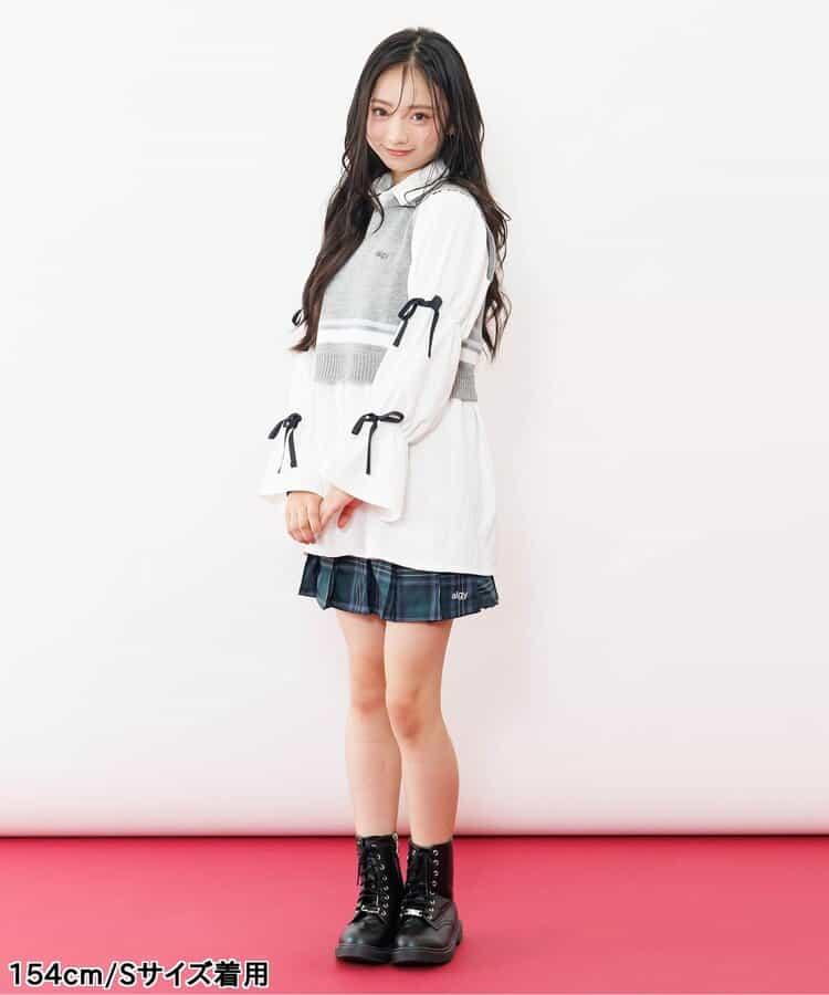 環保仿皮草翻蓋百褶裙