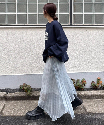 【也可作長款上衣】2WAY不規則下襬百褶格紋裙