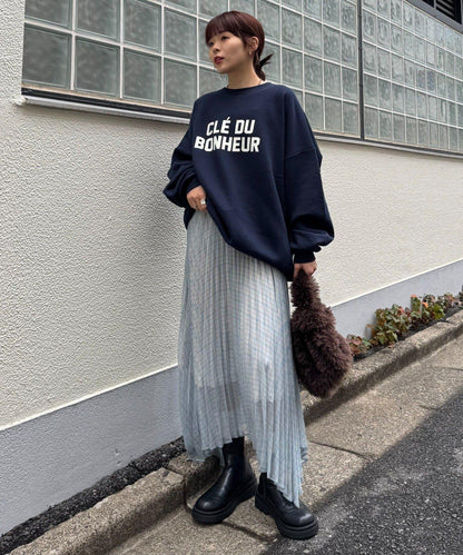 【也可作長款上衣】2WAY不規則下襬百褶格紋裙