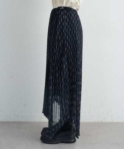 【也可作長款上衣】2WAY不規則下襬百褶格紋裙