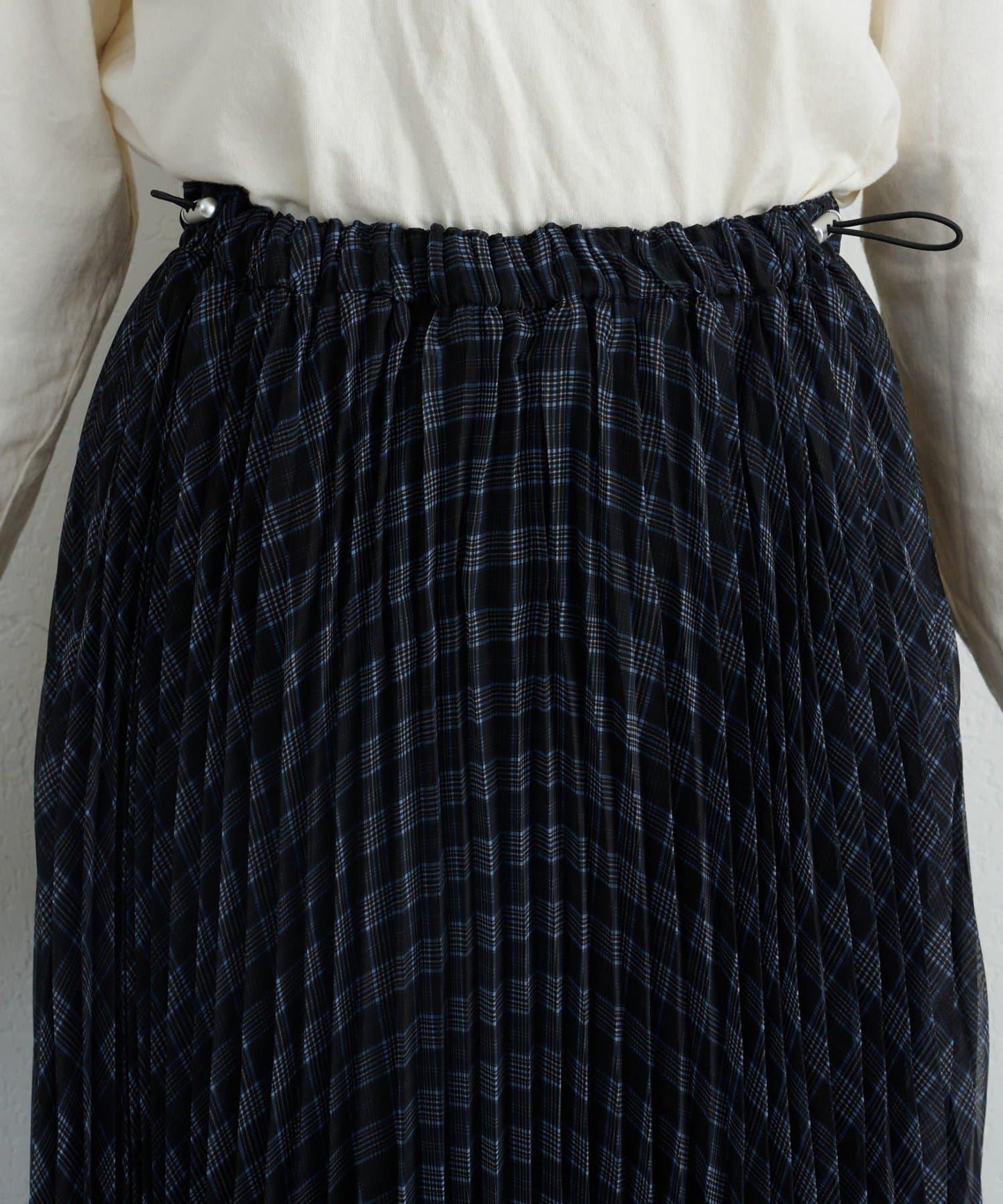 【也可作長款上衣】2WAY不規則下襬百褶格紋裙