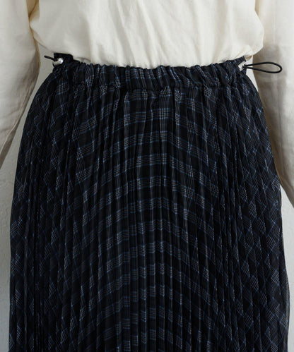 【也可作長款上衣】2WAY不規則下襬百褶格紋裙