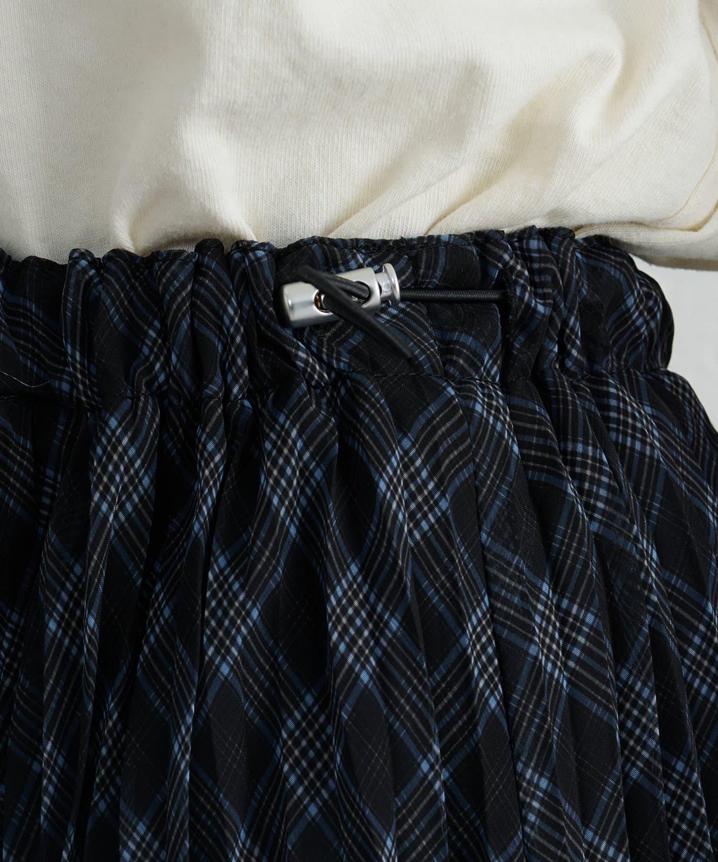 【也可作長款上衣】2WAY不規則下襬百褶格紋裙