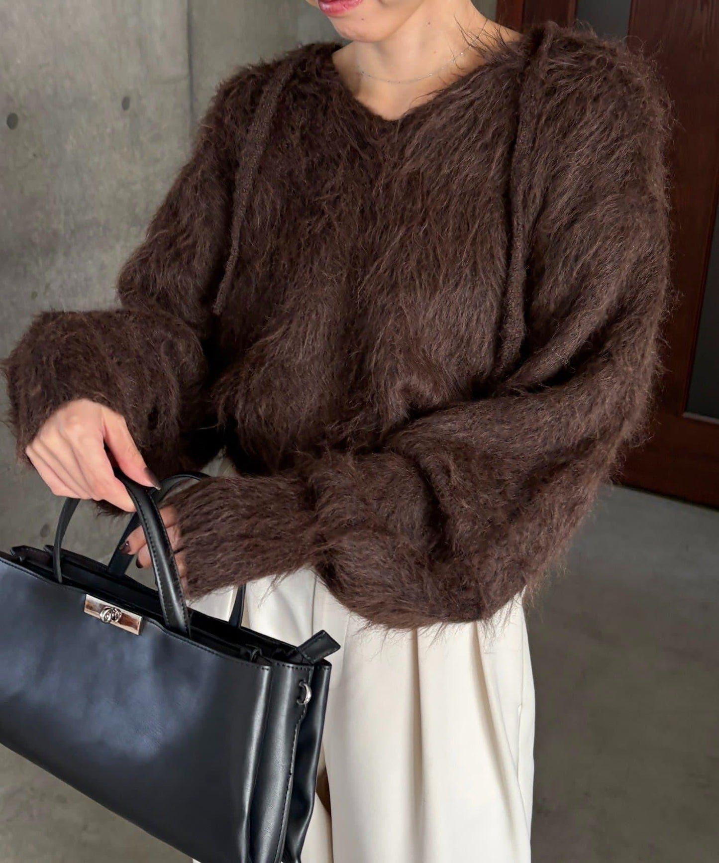 毛絨針織連帽衫